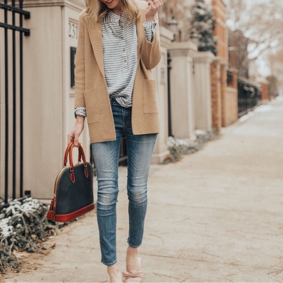 J Crew Sophie open-front sweater-blazer Cardigan Style Camel XL - Picture 2 of 5